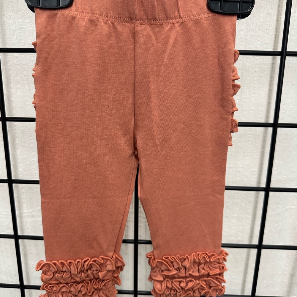 Ruffle Butts Tan Leggings with Distressed Hem